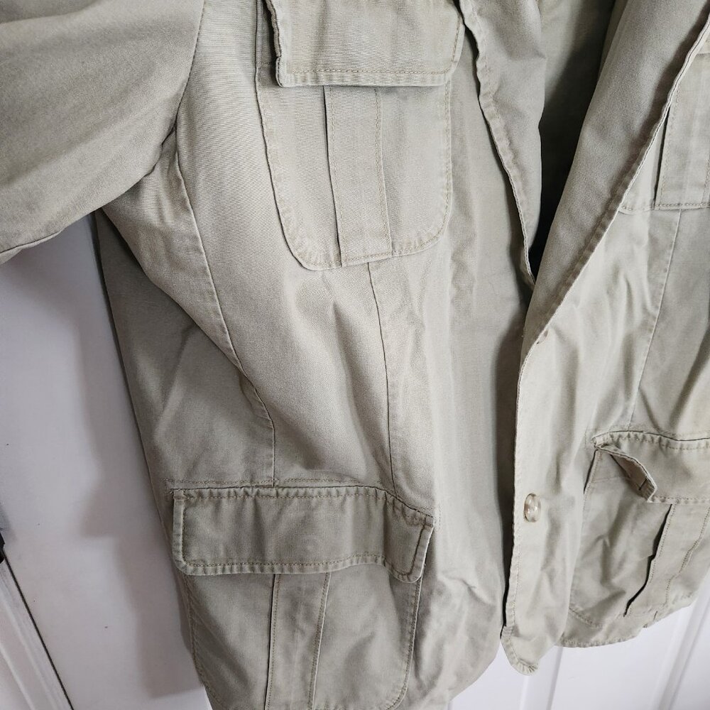 LL Bean Jacket Men 42 42R Green Safari Sport Field Jacket Cotton Blazer Utility - Picture 5 of 5
